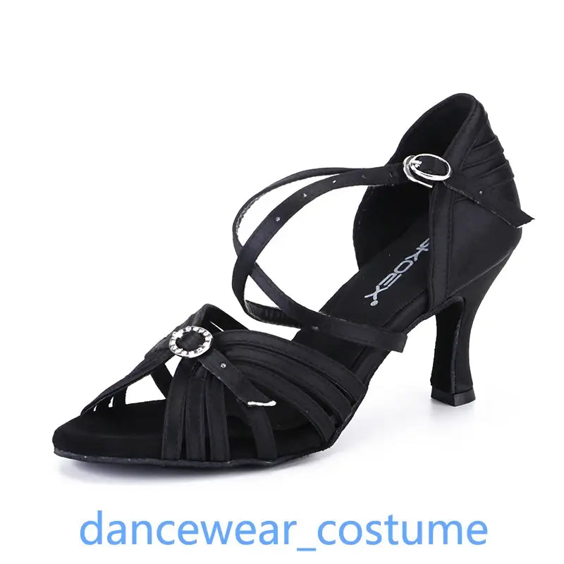 New Women Girls Prom Ballroom Latin Tango Modern Samba Rumba Salsa Dance Heels Sandals Shoes US5-9 2Colors Free Shipping