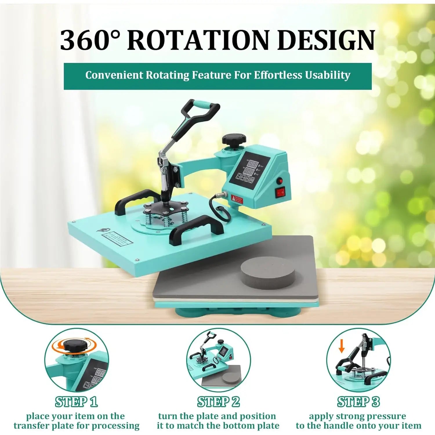 6-in-1 Heat Press Machine 15’’x15’’ Digital Sublimation Combo for T-Shirts Bags Caps Mugs & More