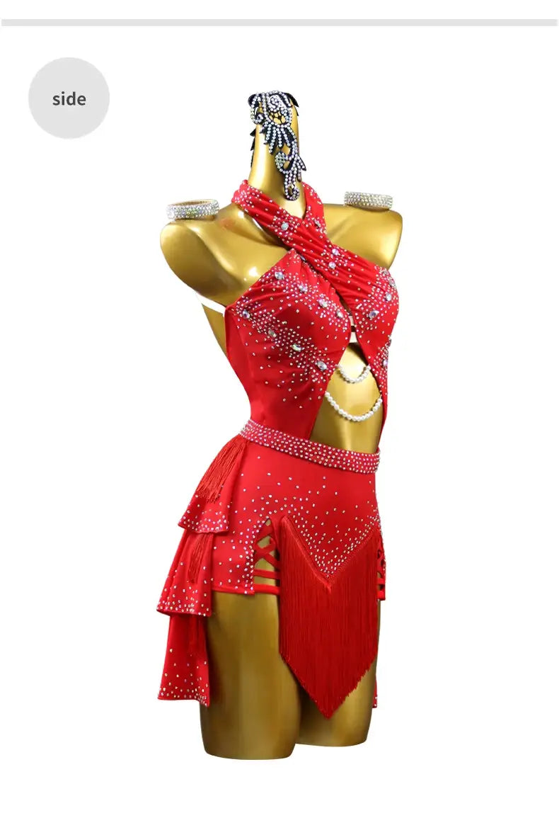 Latin Dance Dress Practice Wear – Customized Samba Suit for Women & Girls Competition