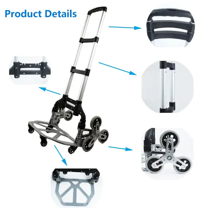 150KG All Terrain Stair – Folding Hand Trolley with Bungee Cord for Cargo Transport 4 Types