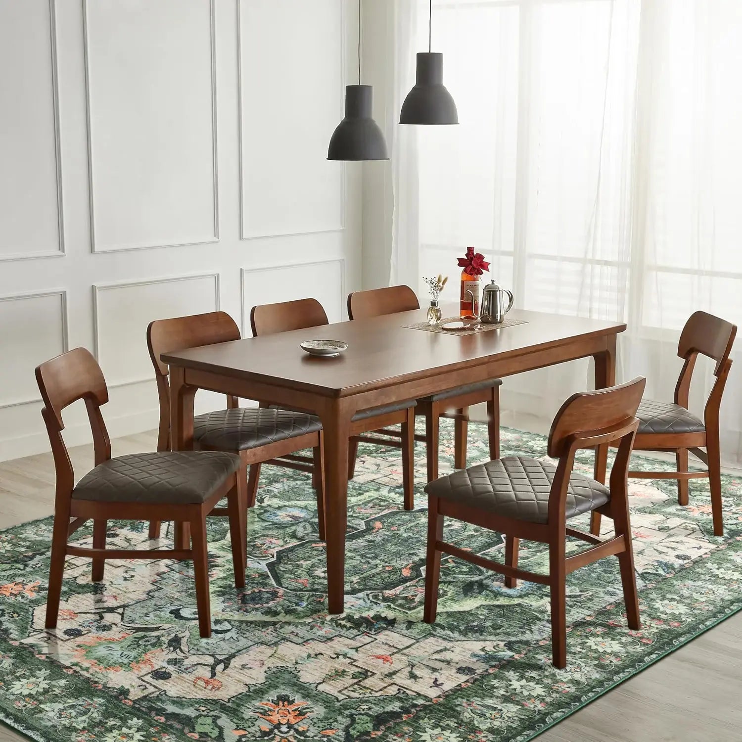 Soft Vintage Floral Area Rug – Non-Slip Low-Pile Carpet for Living Room Bedroom Dining & Kitchen