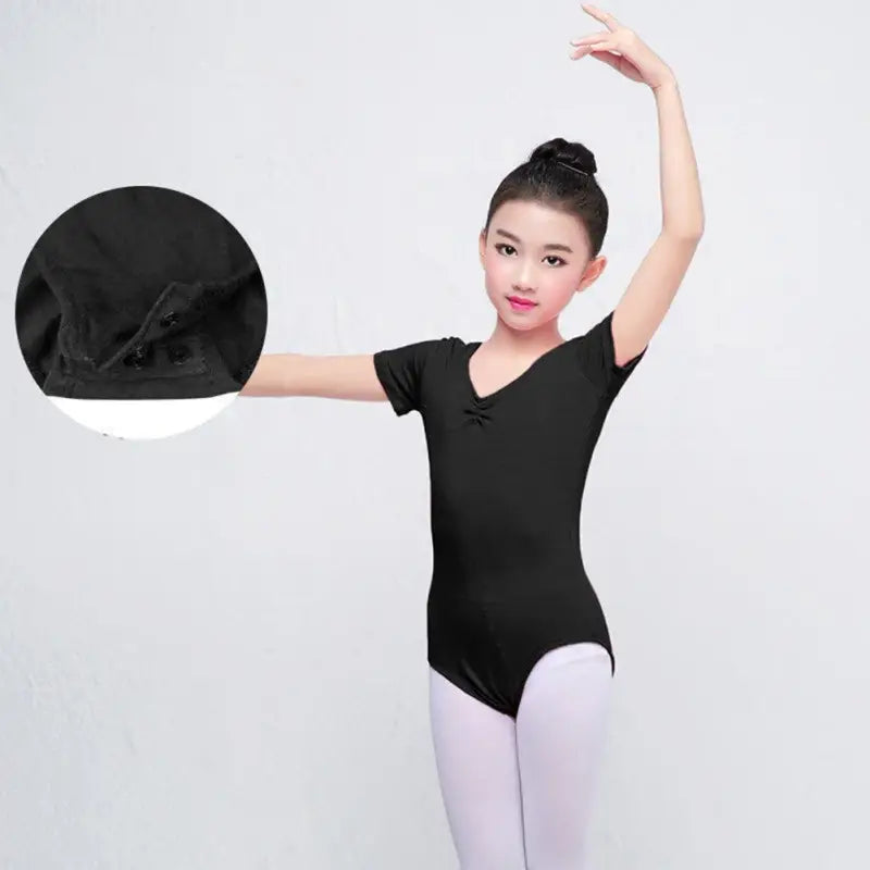 Toddler Girls Ballet Leotard – Black Cotton Dance Bodysuit for Gymnastics and Dance Wear