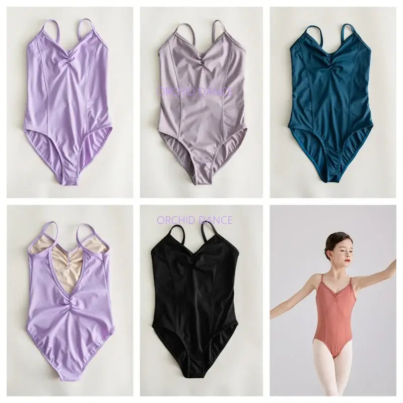 Camisole Training Ballet Leotard – Black & Lilac for Girls Kids and Women