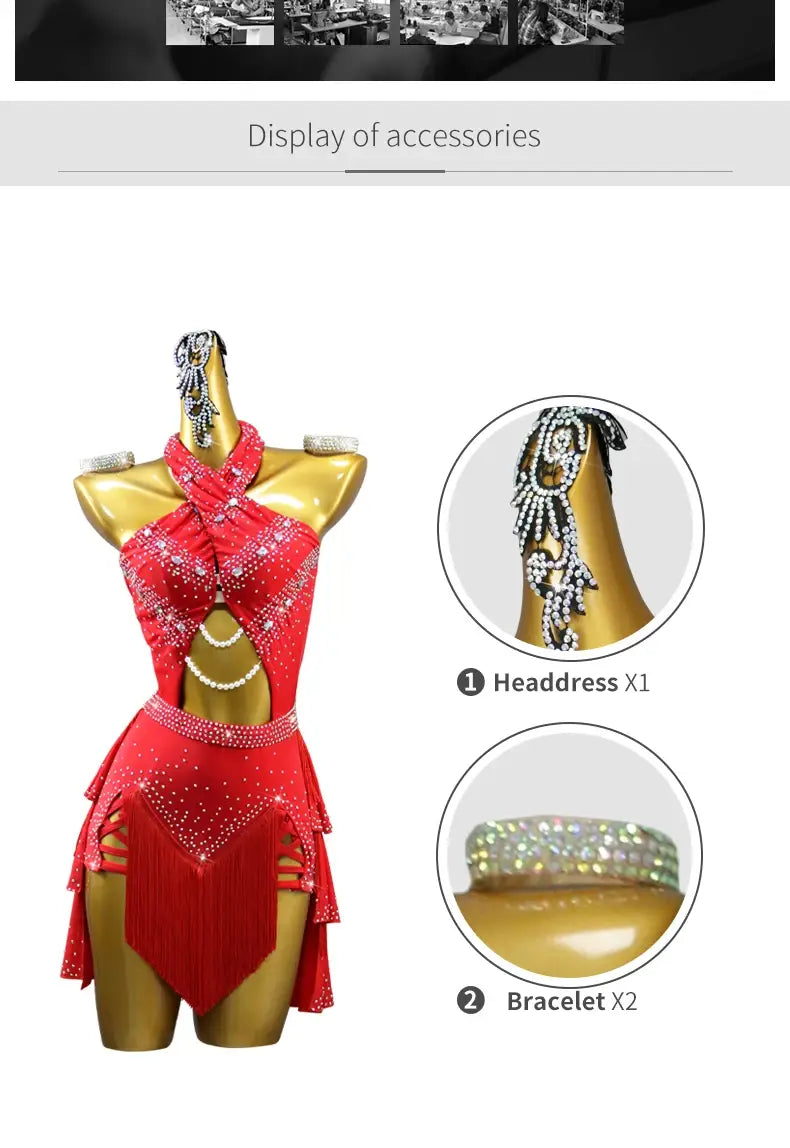 Latin Dance Dress Practice Wear – Customized Samba Suit for Women & Girls Competition