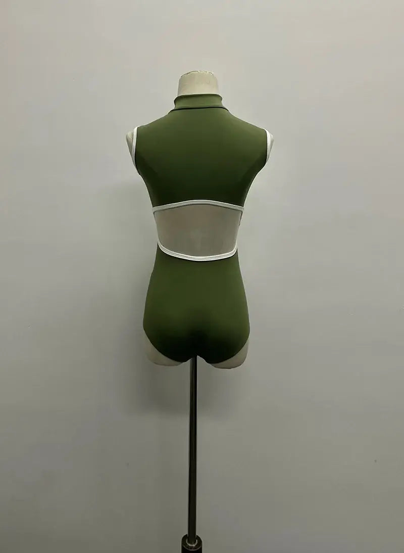 Adult Green Ballet Leotard – High-Quality Gymnastics and Dance Bodysuit for Practice and Team Wear