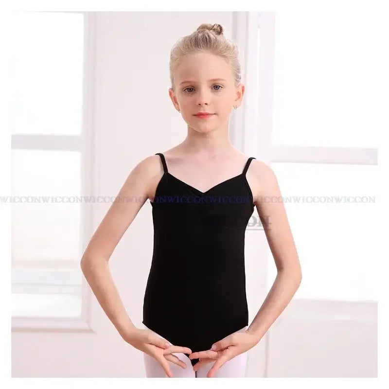 Toddler Girls Gymnastics Leotard – Black Cotton Ballet Dance Bodysuit