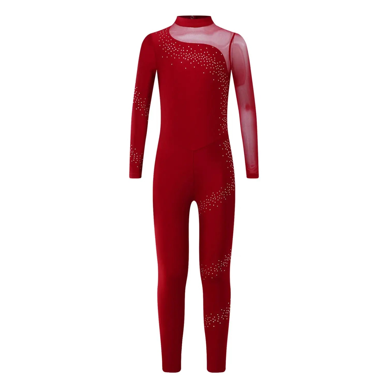 Girls Rhythmic Gymnastics & Artistic Skating Costume – Long Full Body Ballet Unitard Jumpsuit