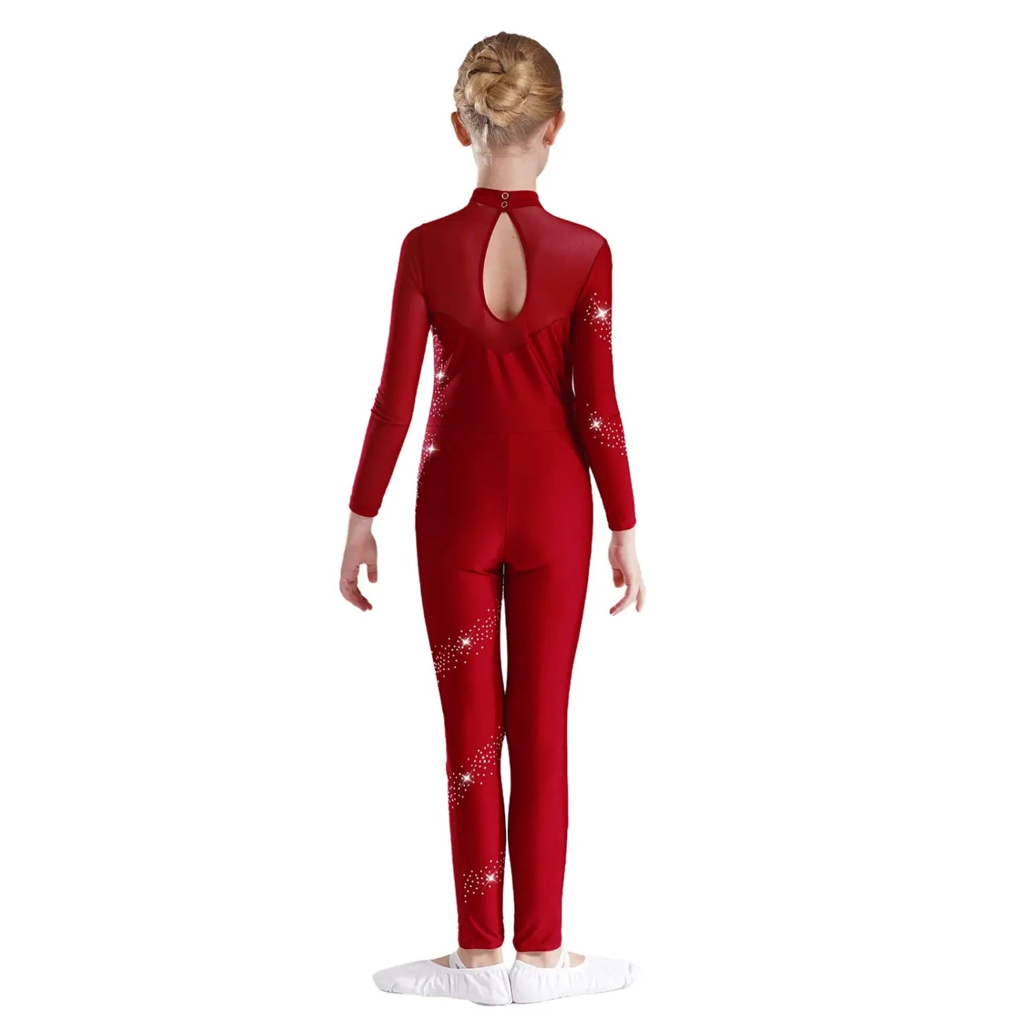 Girls Rhythmic Gymnastics & Artistic Skating Costume – Long Full Body Ballet Unitard Jumpsuit