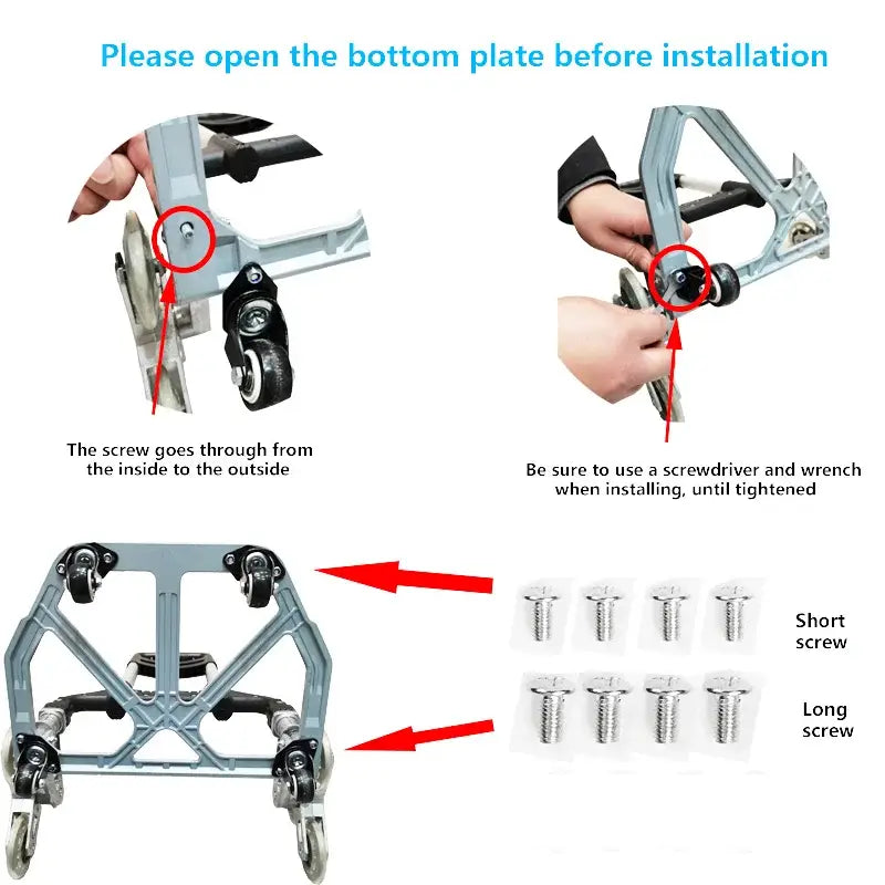 150KG All Terrain Stair – Folding Hand Trolley with Bungee Cord for Cargo Transport 4 Types