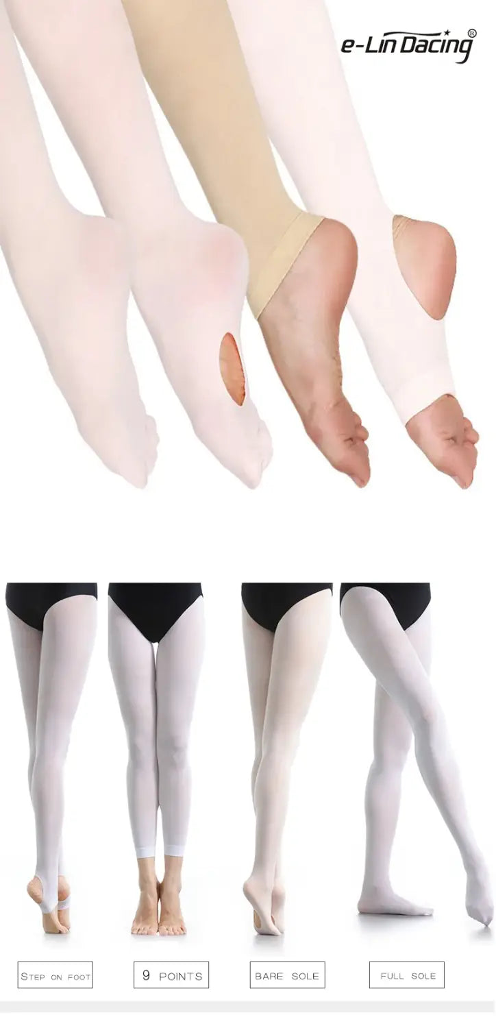 Convertible Ballet Tights for Girls & Women – Soft Seamless Dance Pantyhose with Hole