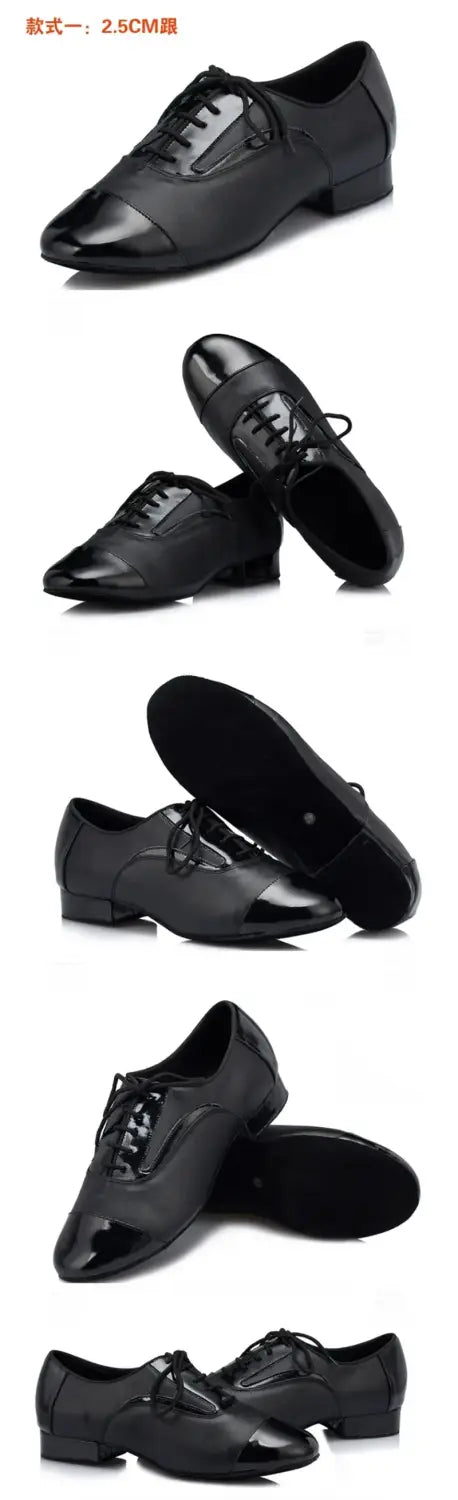Men’s Genuine Leather Latin Dance Shoes – Soft Sole High Heels Samba Cha Cha Tango Salsa