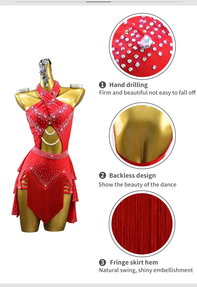 Latin Dance Dress Practice Wear – Customized Samba Suit for Women & Girls Competition