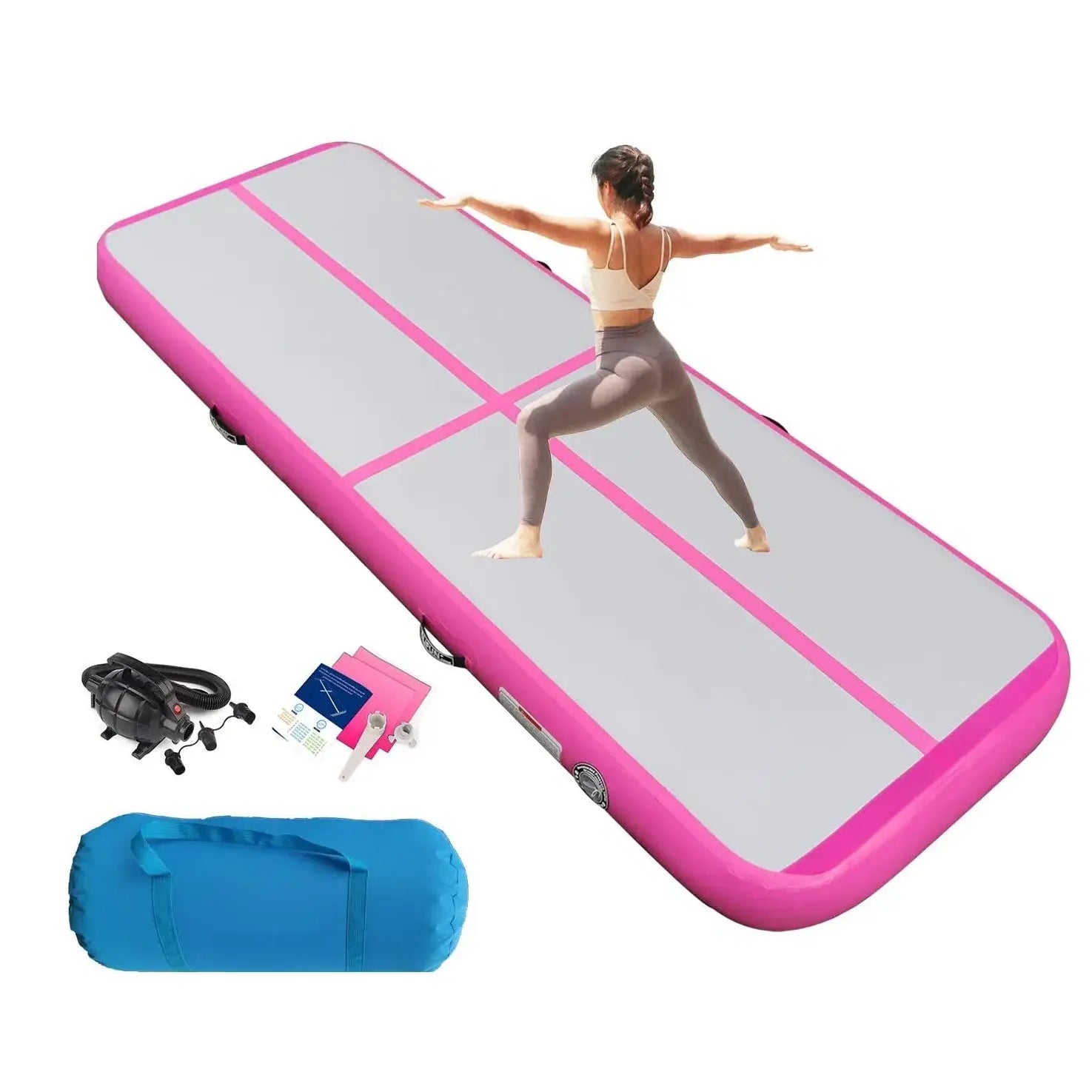 Inflatable AirTrack Gym Mat – PVC DWF Tumbling Mat for Gymnastics Cheer Taekwondo & Home Use (3m–10m Lengths)