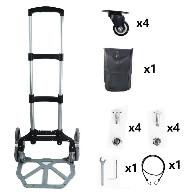 150KG All Terrain Stair – Folding Hand Trolley with Bungee Cord for Cargo Transport 4 Types