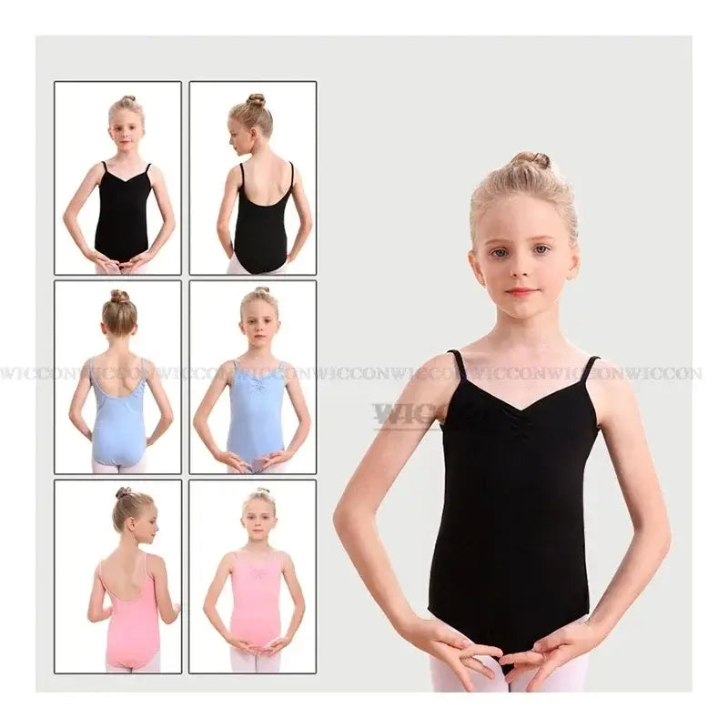 Toddler Girls Gymnastics Leotard – Black Cotton Ballet Dance Bodysuit