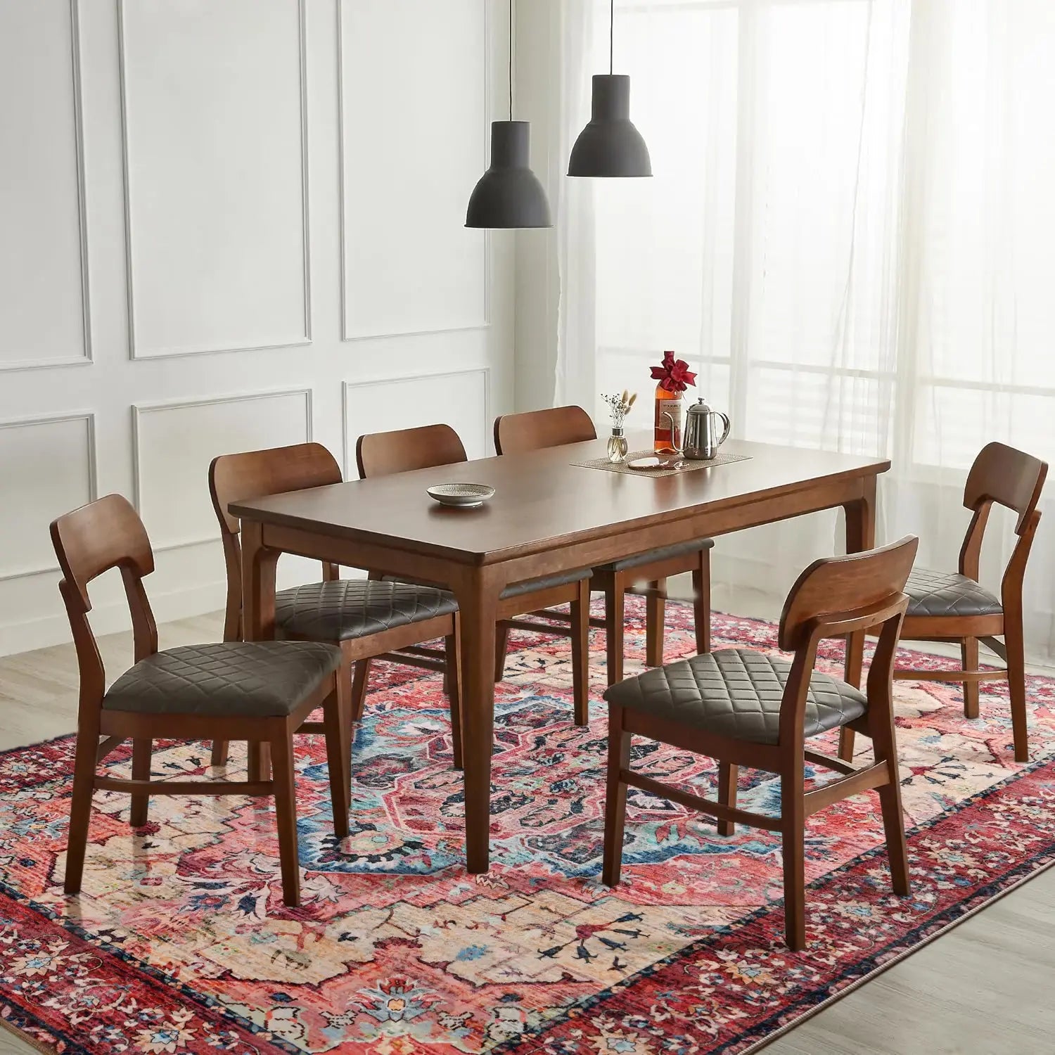 Soft Vintage Floral Area Rug – Non-Slip Low-Pile Carpet for Living Room Bedroom Dining & Kitchen