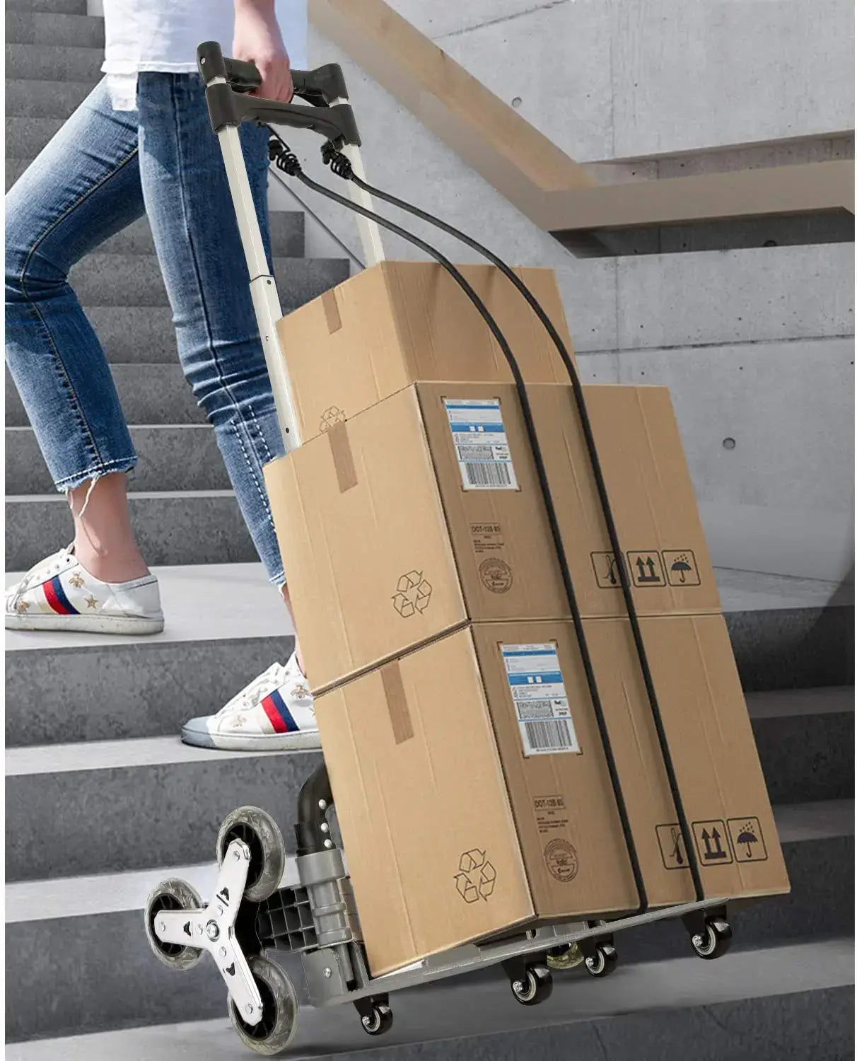 150KG All Terrain Stair – Folding Hand Trolley with Bungee Cord for Cargo Transport 4 Types