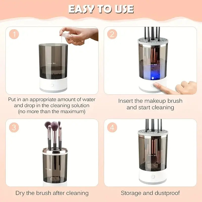 3-in-1 Electric Makeup Brush Cleaner & Dryer – USB Portable with UV Sterilization & Multi-Brush Cleaning