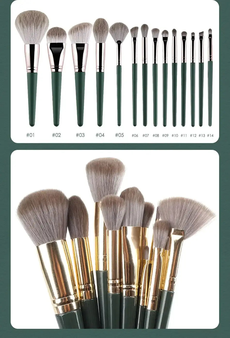 14Pcs Makeup Brush Set – Soft Fluffy Cosmetic Tools for Foundation Blush Eyeshadow & Powder