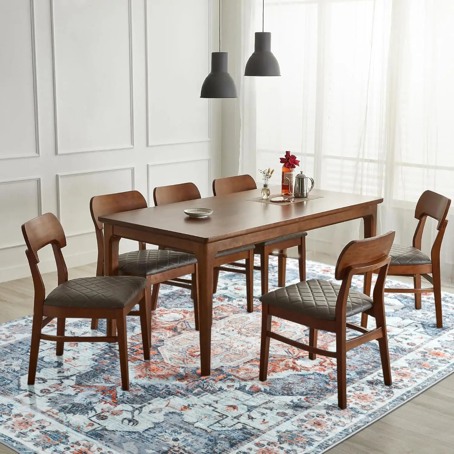 Soft Vintage Floral Area Rug – Non-Slip Low-Pile Carpet for Living Room Bedroom Dining & Kitchen