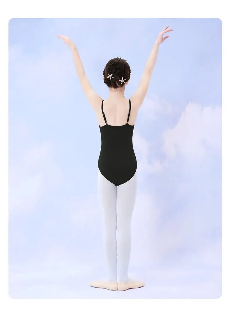 Girls Teen Ballet Leotard Mesh Leotard with Tutu – Long Black/Gray Ballet Dance Bodysuit