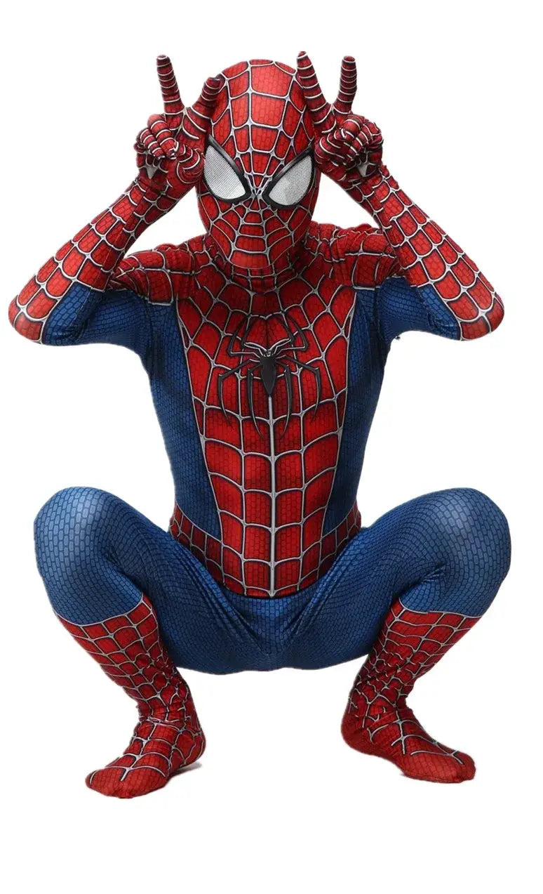 Classic Spider-Man Cosplay Printed One-Piece Tight-Fitting Costume with Full Head Mask