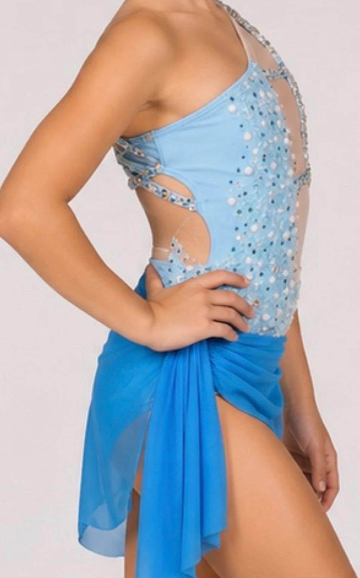 Aqua Floral Dance Costume - Child Size 6, Crystal Embellished - "Aqua Radiance"