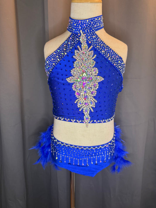 Aurora Royale – Royal Blue Jazz or Tap costume with AB & clear rhinestones