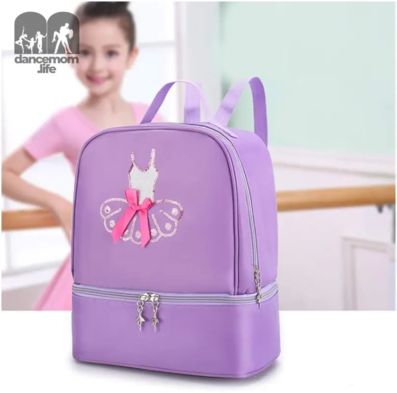 Ballet Dance Backpack for Little Girls Ballerina Purple Bag for Dance Toddler Dance Bag Gymnastics Latin Dance Yoga Tap Dance Jazz Storage Bag