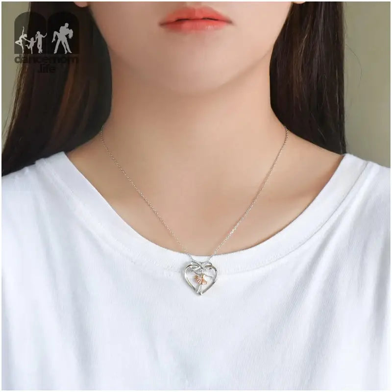 Ballet Dancer Necklace 925 Sterling Silver Heart Ballerina Infinity CZ Dance Recital Silhouette Jewelry for Women