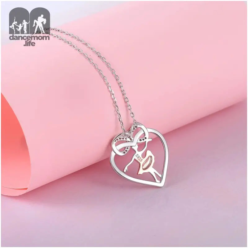 Ballet Dancer Necklace 925 Sterling Silver Heart Ballerina Infinity CZ Dance Recital Silhouette Jewelry for Women