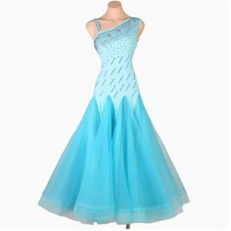 Aqua blue ballroom gown.