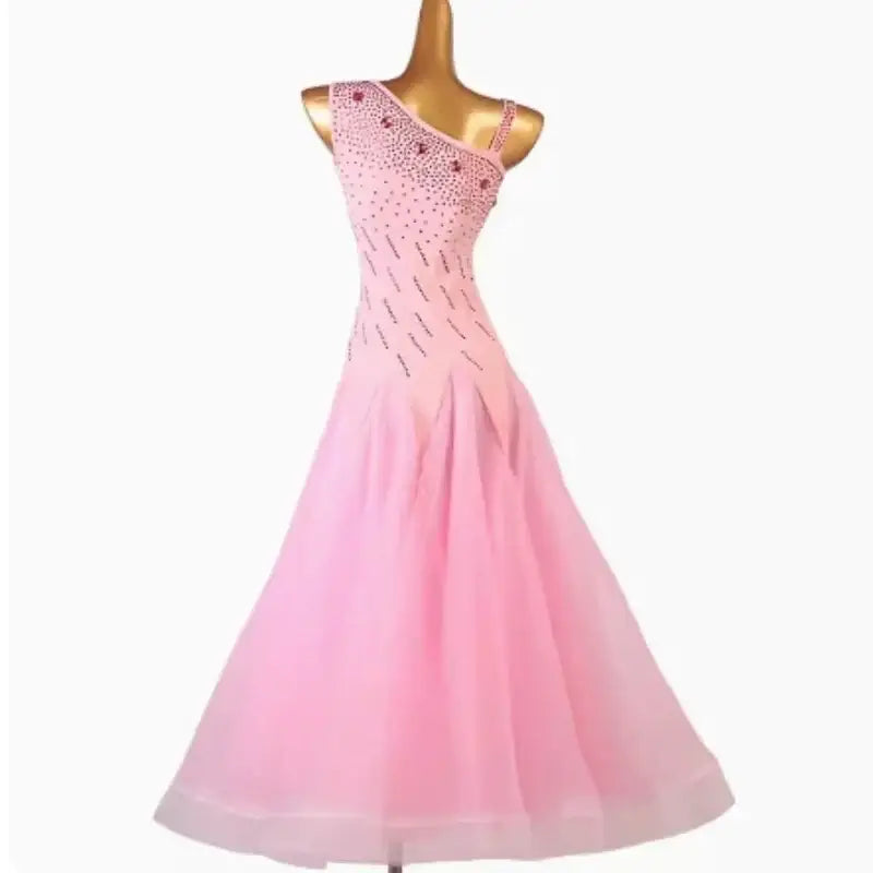 Pink, embellished ballroom gown.