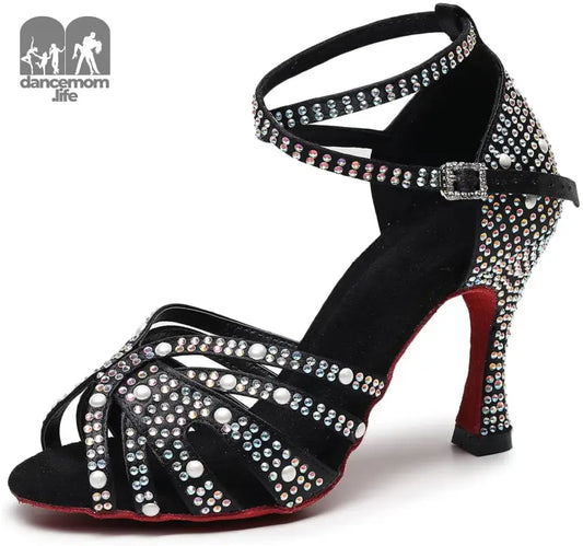 Ballroom Dance Shoes Women’S Rhinestone Salsa Latin Bachata Practice Performance Dancing Shoes