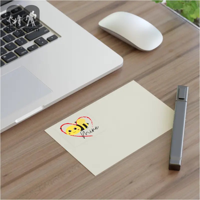 A sticky note with a cute heart and chick doodle on it.