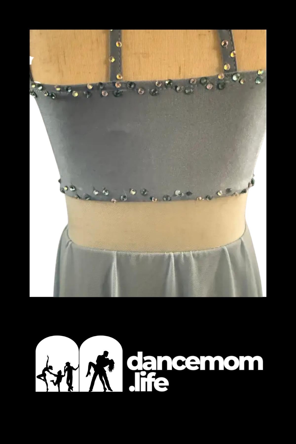 Blue Lace Flower Dance Costume | Child Small | Rhinestone Performance Dress for Lyrical & Contemporary - "Blue Blossom"