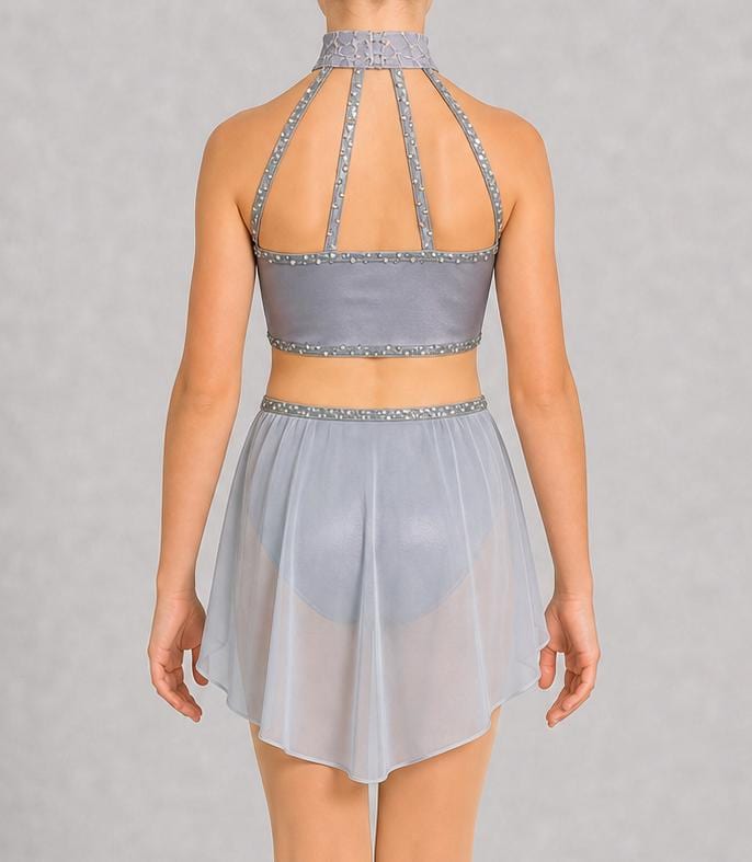 Blue Lace Flower Dance Costume | Child Small | Rhinestone Performance Dress for Lyrical & Contemporary - "Blue Blossom"