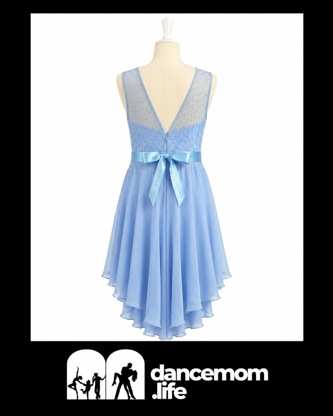 Blue Lace Lyrical Dance Costume Size 12 | Rhinestone Contemporary Competition Dress | Girls Solo Dance Costume - "Blue Serenity"