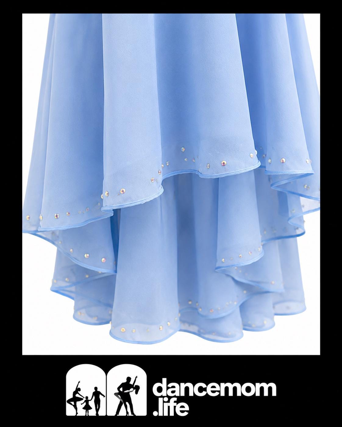 Blue Lace Lyrical Dance Costume Size 12 | Rhinestone Contemporary Competition Dress | Girls Solo Dance Costume - "Blue Serenity"
