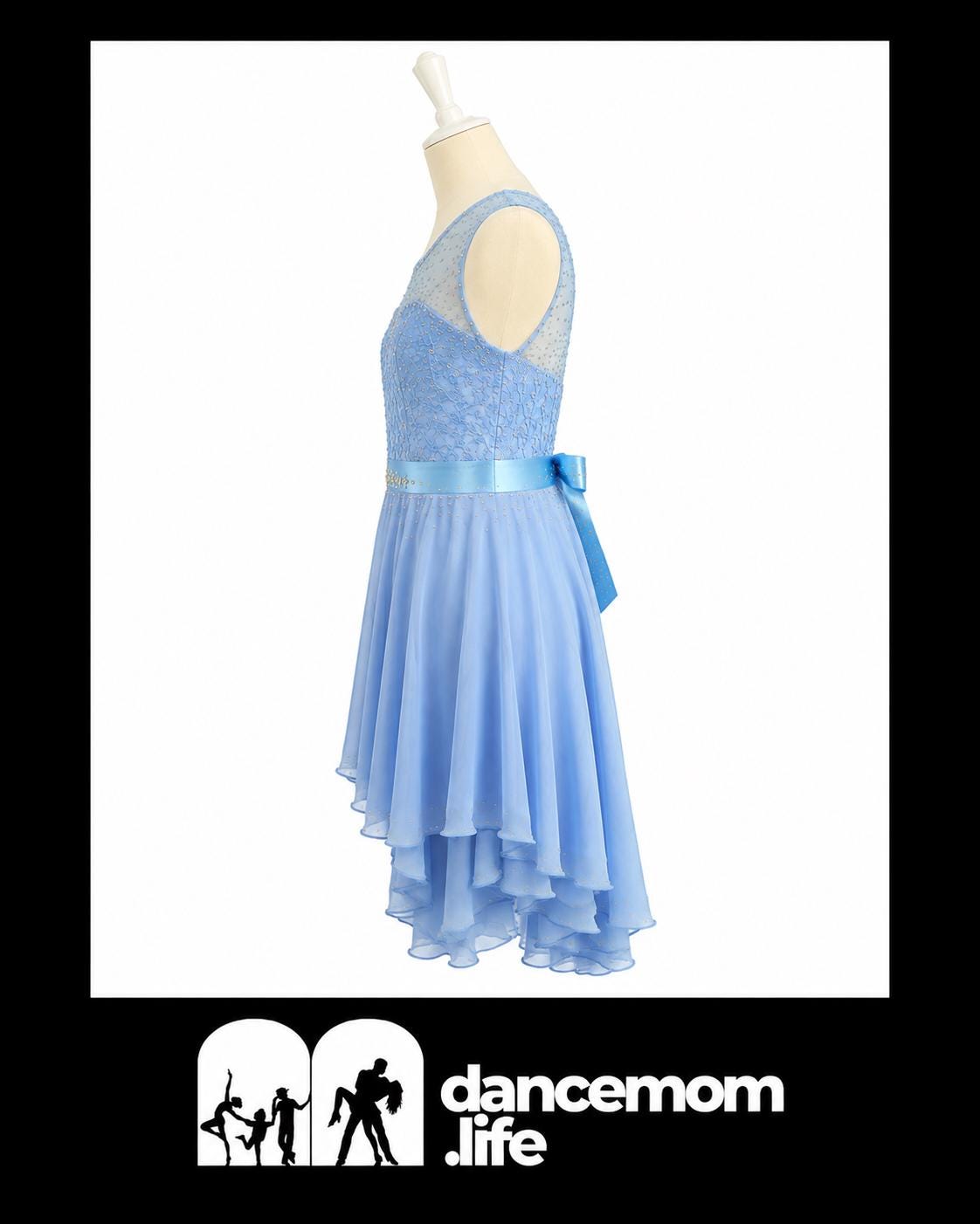Blue Lace Lyrical Dance Costume Size 12 | Rhinestone Contemporary Competition Dress | Girls Solo Dance Costume - "Blue Serenity"