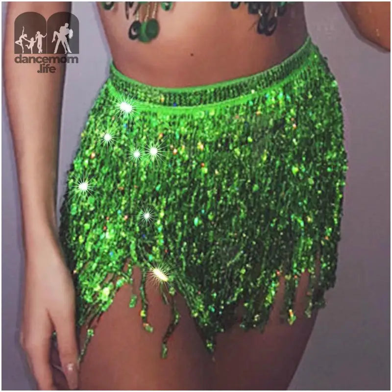 Boho Sequin Tassel Hip Scarf Multilayer Belly Dance Belt Dance Performance Skirt for Women and Girls