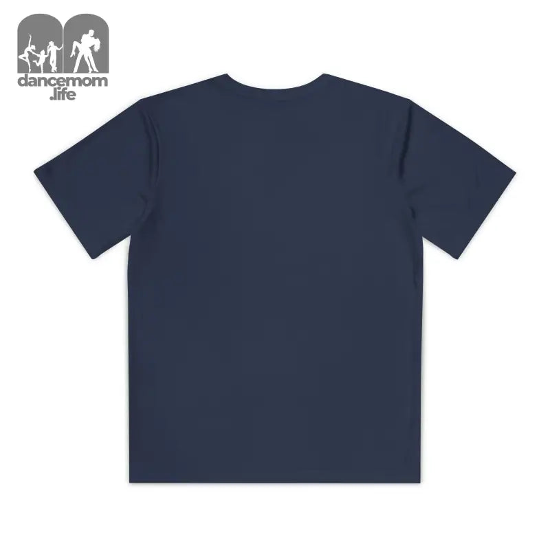 Navy blue t-shirt with short sleeves.