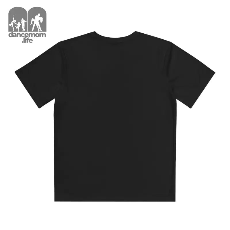 Plain black t-shirt with short sleeves.