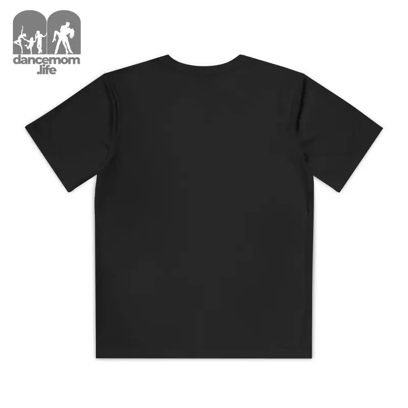 Plain black t-shirt lying flat.