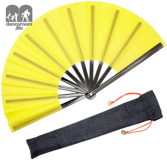 Chinese Kung Fu Tai Chi Large Hand Folding Fan for Men/Women - with a Fabric Case for Protection - for Performance/Dance/Fighting/Gift (Yellow)