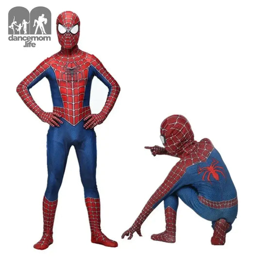 Spider-Man costume shown in two different poses.