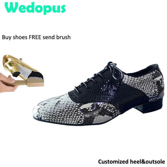 Wedopus Customized Standard Men’s Latin Dance Shoes Ballroom Dance Children’s Boys Shoes to Dancing - 4.5CM / 37