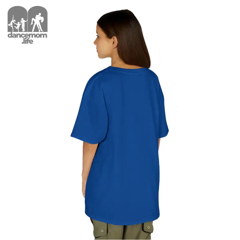 Royal blue t-shirt with short sleeves shown from the back view.