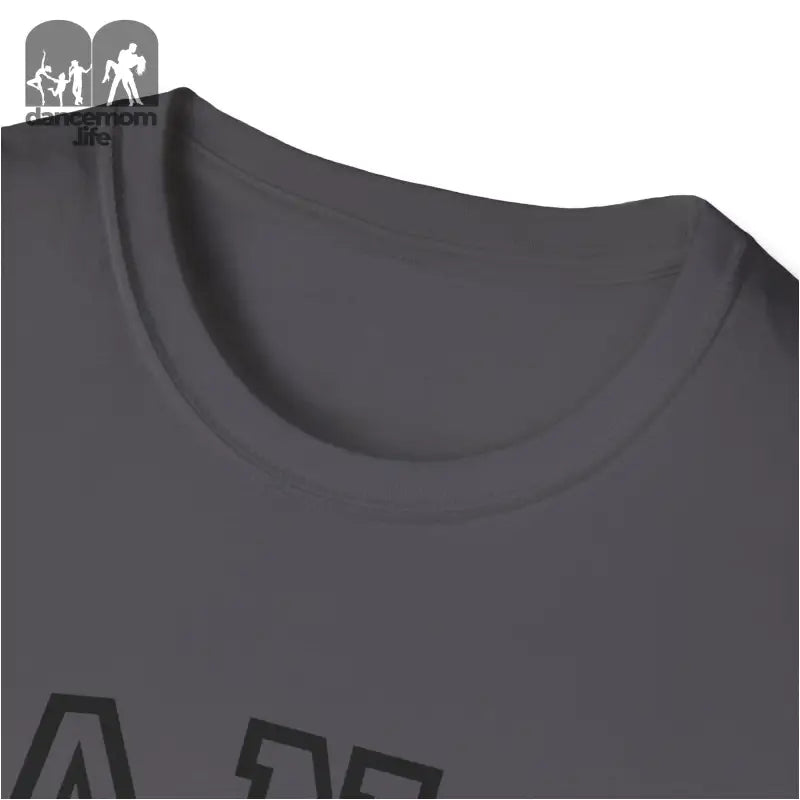 Dark gray t-shirt with a crew neckline.