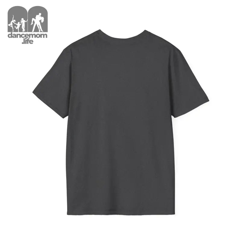 Plain dark gray t-shirt.